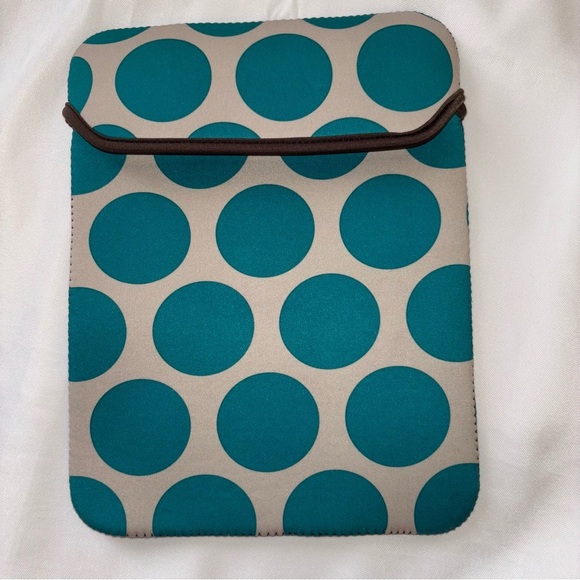 2/$30 THIRTY-ONE Tote -A-Tablet Teal Dit Mod Polka Dot Tablet Sleeve - Picture 1 of 10